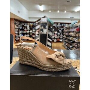 Naturalizer Womens Bettina Tan Peep-Toe Slingback Espadrille Wedge Sandals Sz 8M